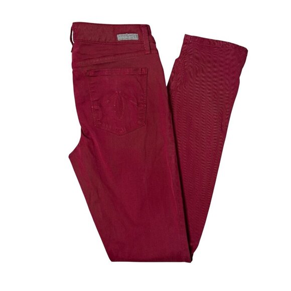 Level 99. Denim - Anthro Level 99 Lily Skinny Straight Ruby Red Wash Jeans Women's Size 28